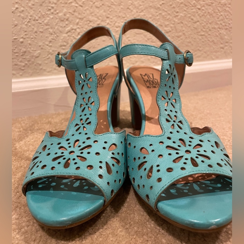 Miz Mooz Women's Teal Cutout Sandals